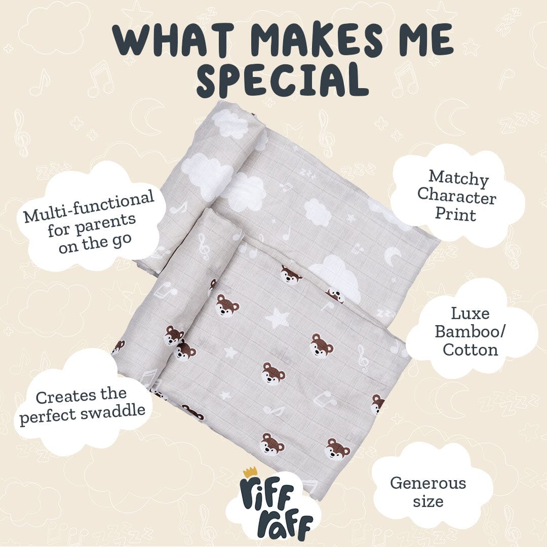 Swaddle 2pk - Banjo The Bear - Riff Raff Baby AU