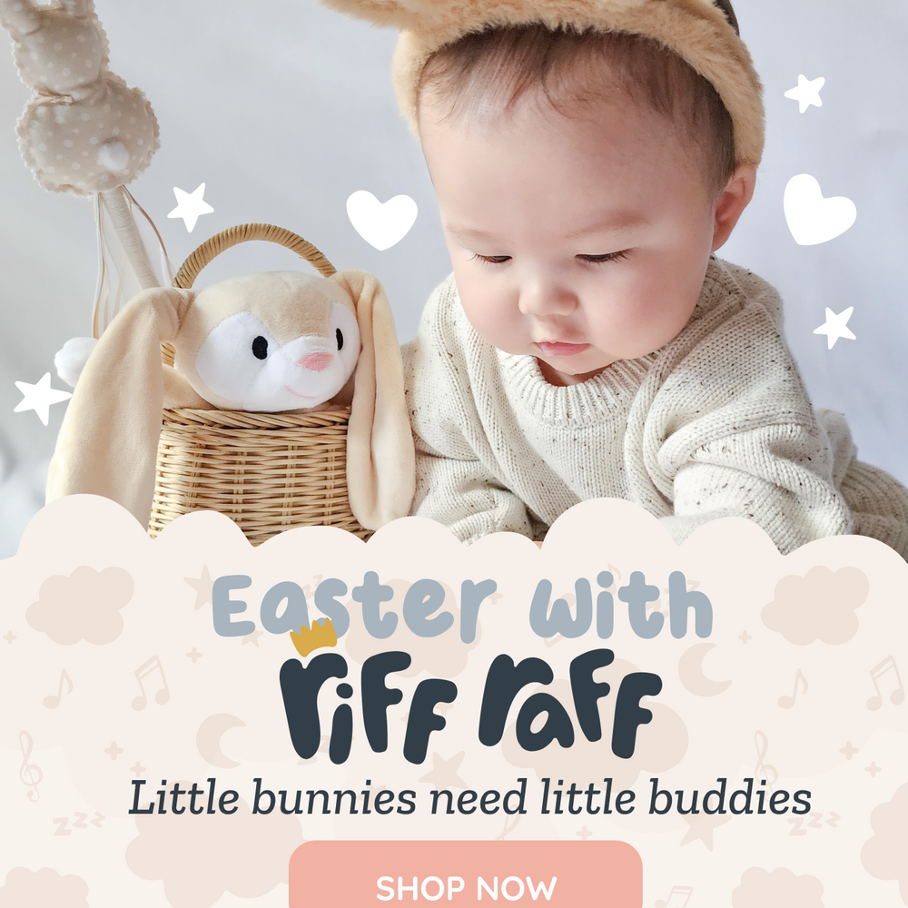 Blue Riff Raff Bunny Rairty Baby Products and White Noise Toys – Riff Raff Baby AU