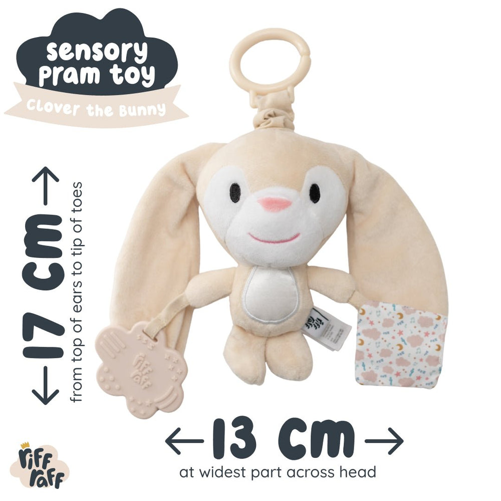 Riff Raff Rabbit Sensory Pram Toy - Clover The Bunny – Riff Raff Baby AU