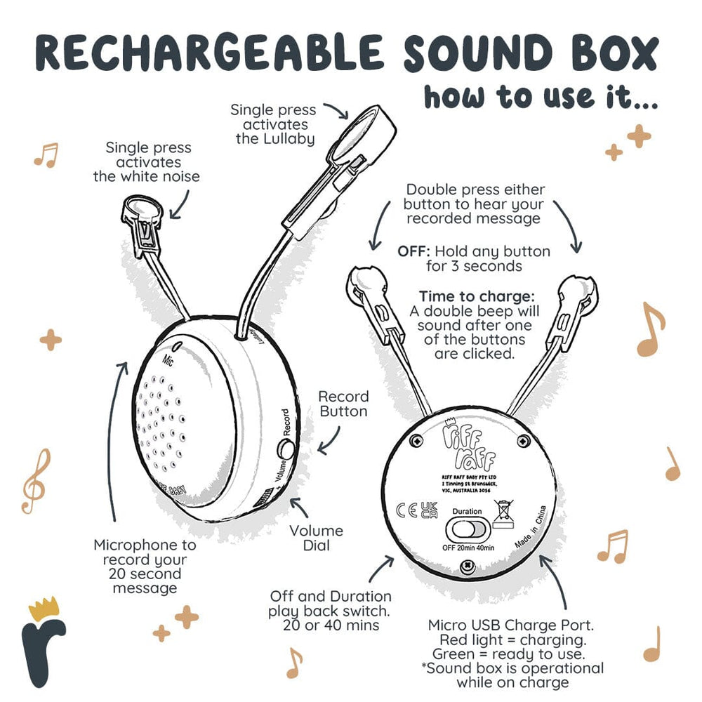 
                      
                        Spare Soundbox (Rechargable) Riff Raff & Co Sleep Toys 
                      
                    